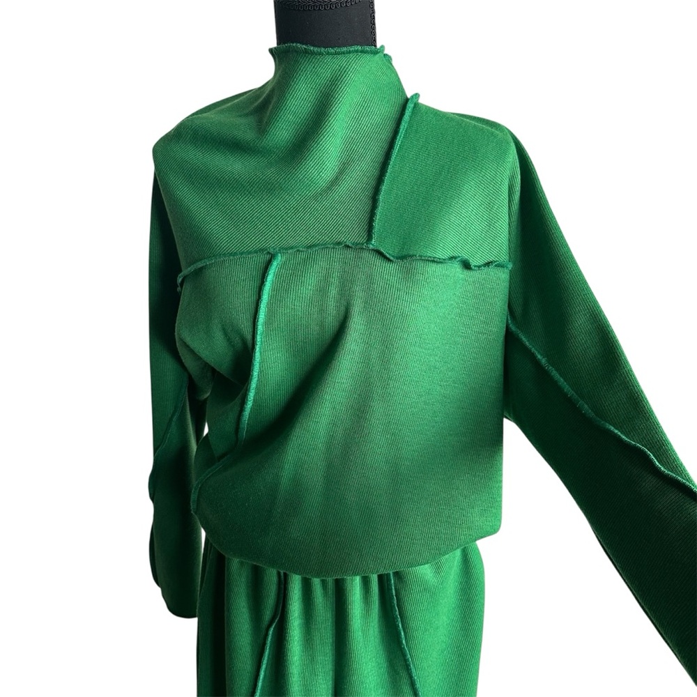 ✨Emerald Green Angora Blend Knit Set | Asymmetrical Top + Wide-Leg Pants Size M✨ - Picture 10 of 16
